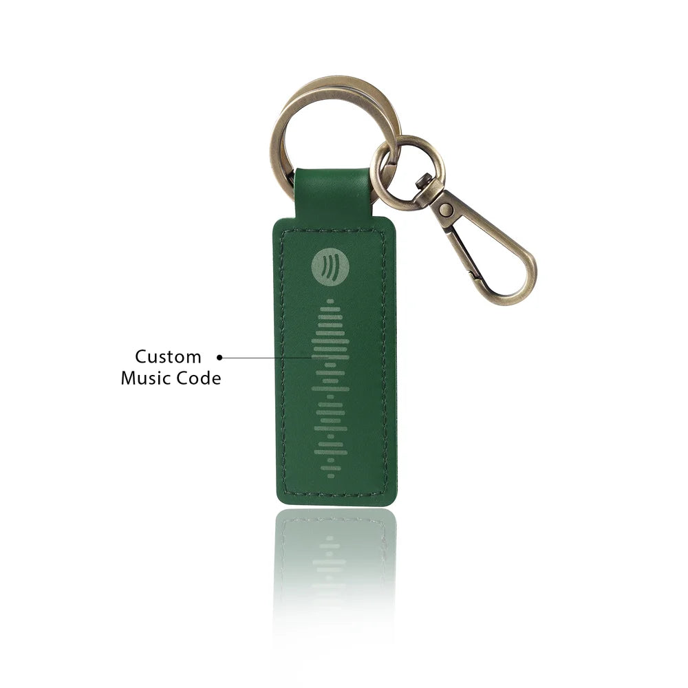 Spotify Code Personalised Keyring, Leather Customised Keyrings 5 Colours