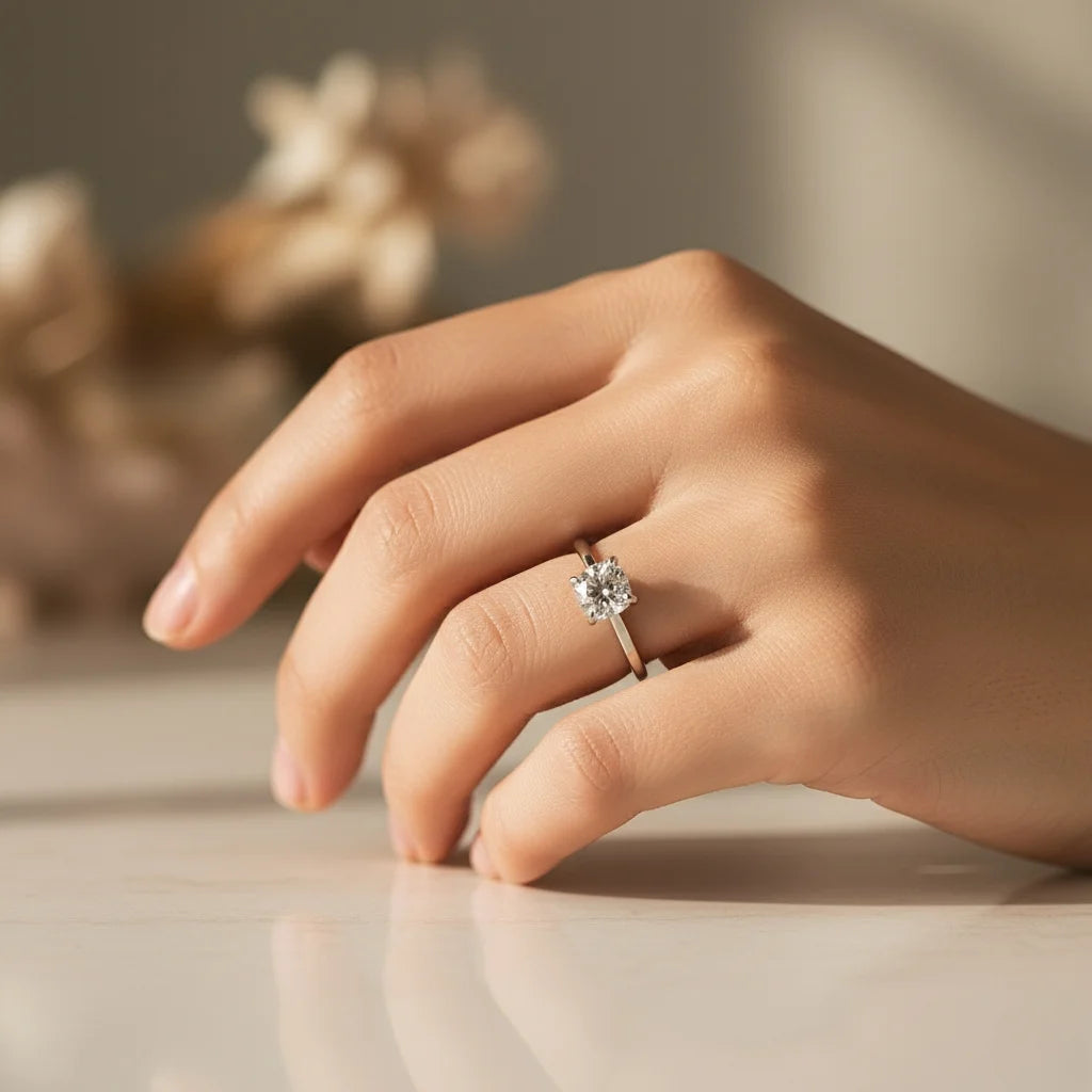 Square Cushion Cut Moissanite Ring in Sterling Silver