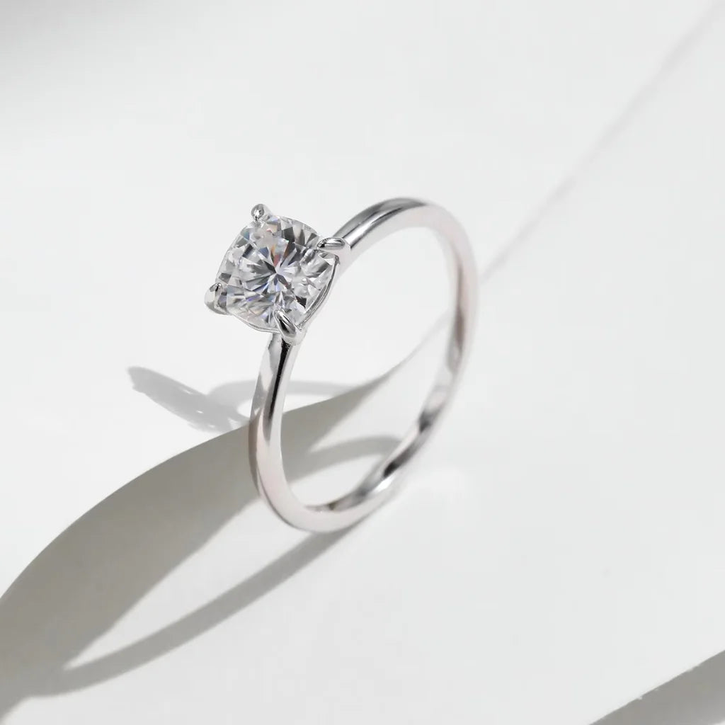 Square Cushion Cut Moissanite Ring in Sterling Silver