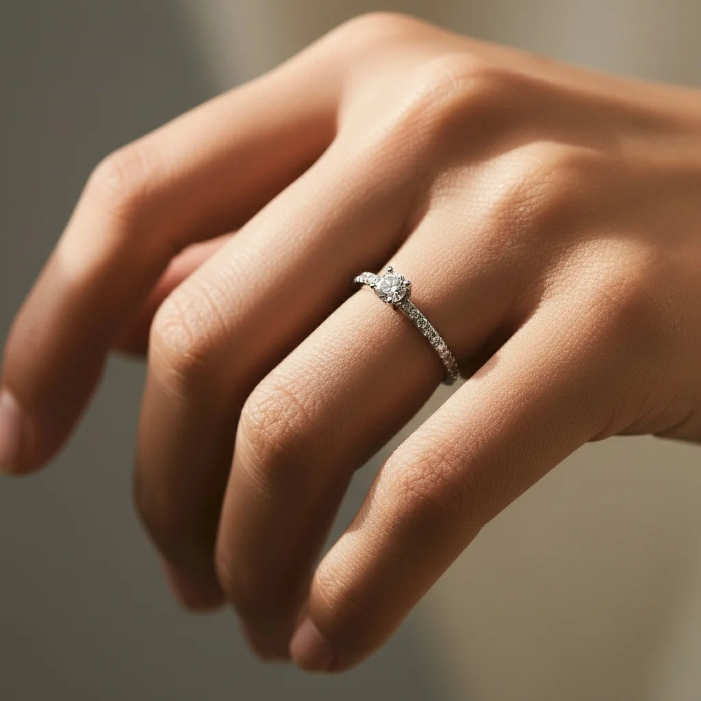 Square Cut Moissanite Engagement Ring in Sterling Silver - 0.30Ct