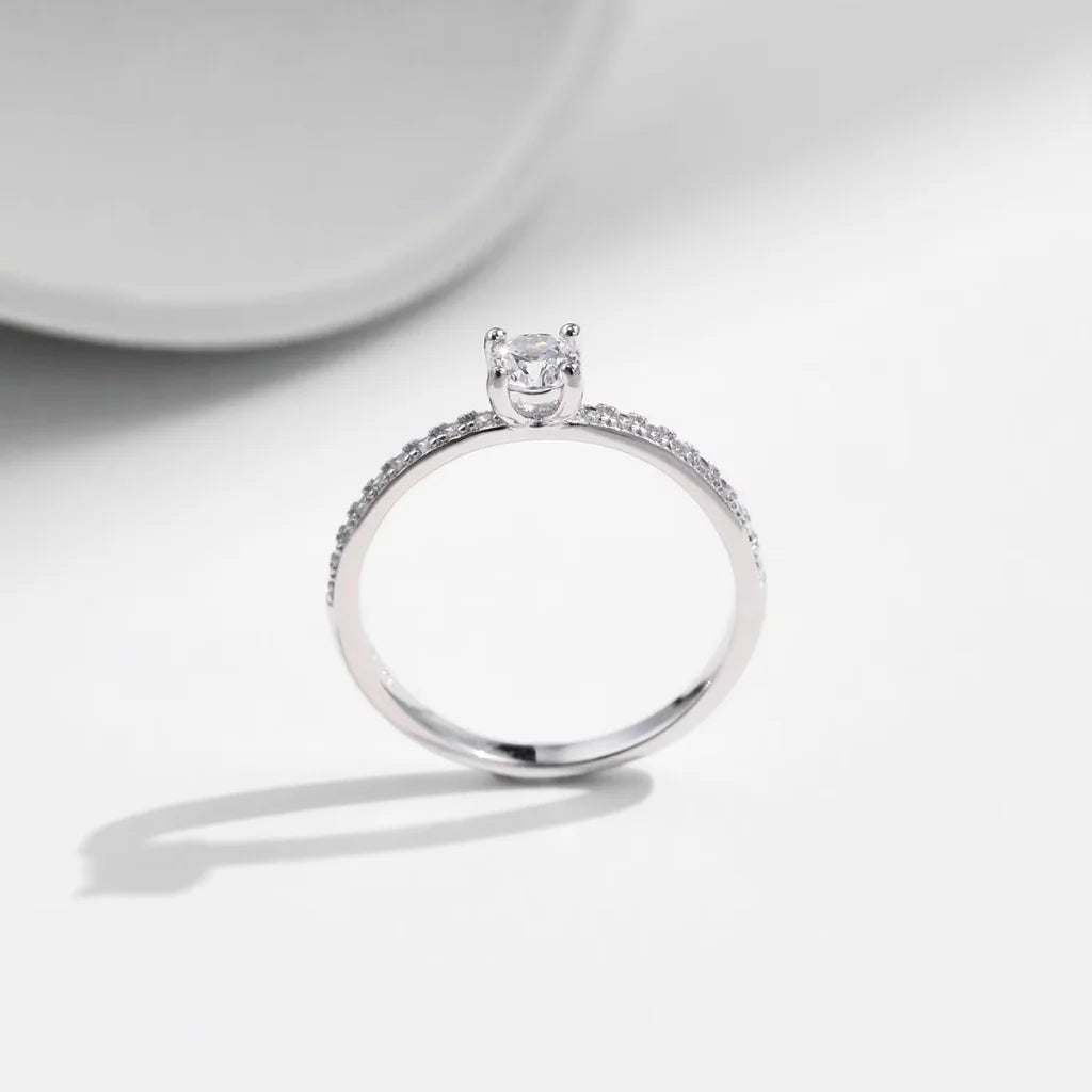 Square Cut Moissanite Engagement Ring in Sterling Silver - 0.30Ct