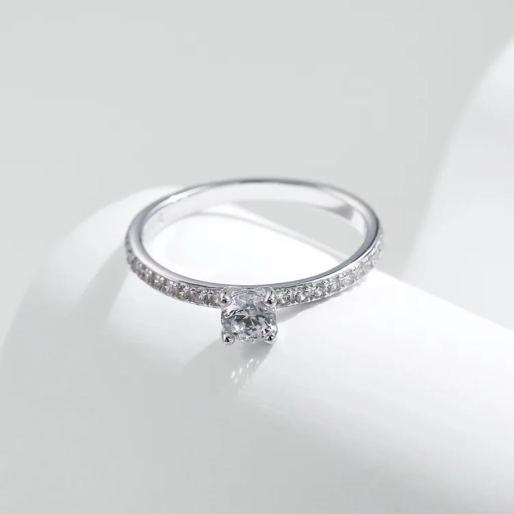 Square Cut Moissanite Engagement Ring in Sterling Silver - 0.30Ct