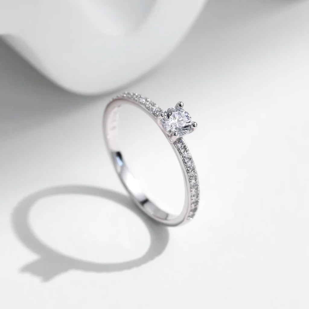 Square Cut Moissanite Engagement Ring in Sterling Silver - 0.30Ct