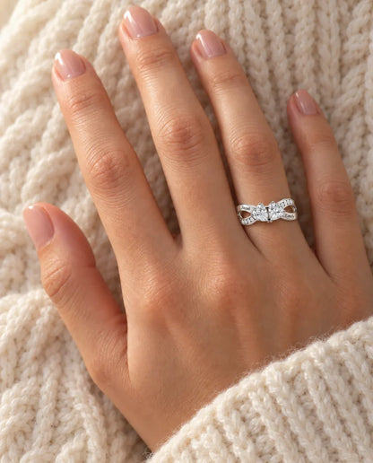 Heart Birthstone Name Ring - worn on the hand
