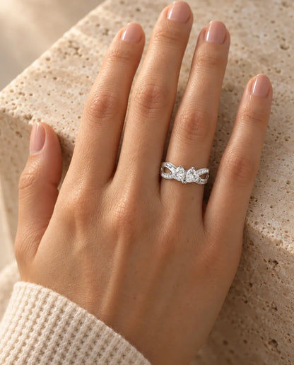 Heart Birthstone Name Ring - worn on the hand, close-up