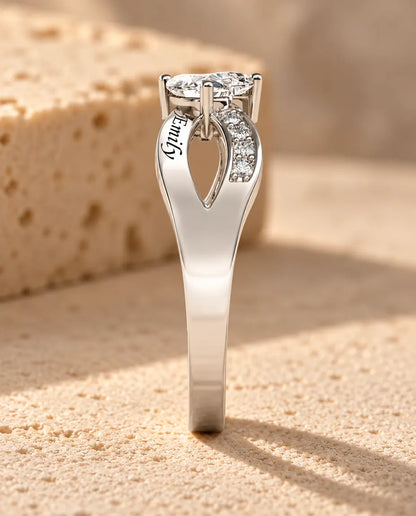 Heart Birthstone Name Ring - side profile of the setting