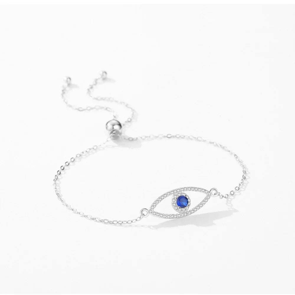 Evil Eye Bracelet - Sterling Silver Bracelet - Blue Eye of Evil Bracelet