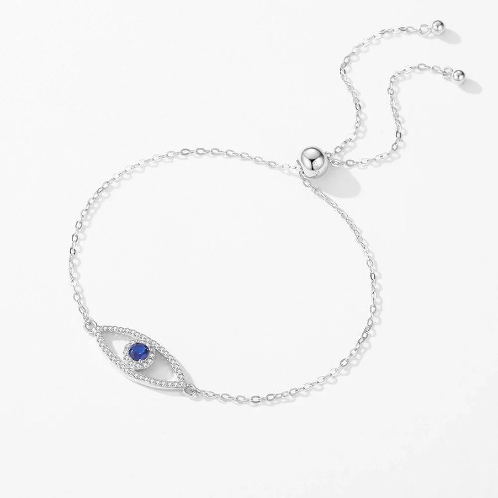 Evil Eye Bracelet - Sterling Silver Bracelet - Blue Eye of Evil Bracelet
