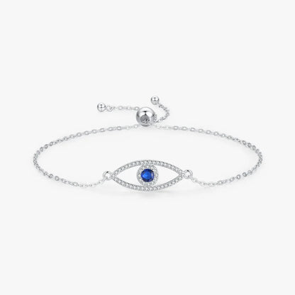 Evil Eye Bracelet - Sterling Silver Bracelet - Blue Eye of Evil Bracelet