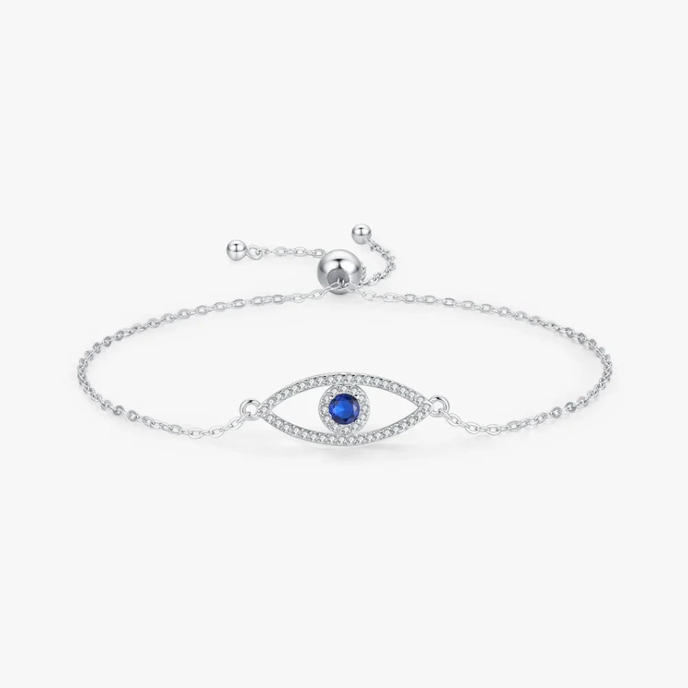Evil Eye Bracelet - Sterling Silver Bracelet - Blue Eye of Evil Bracelet