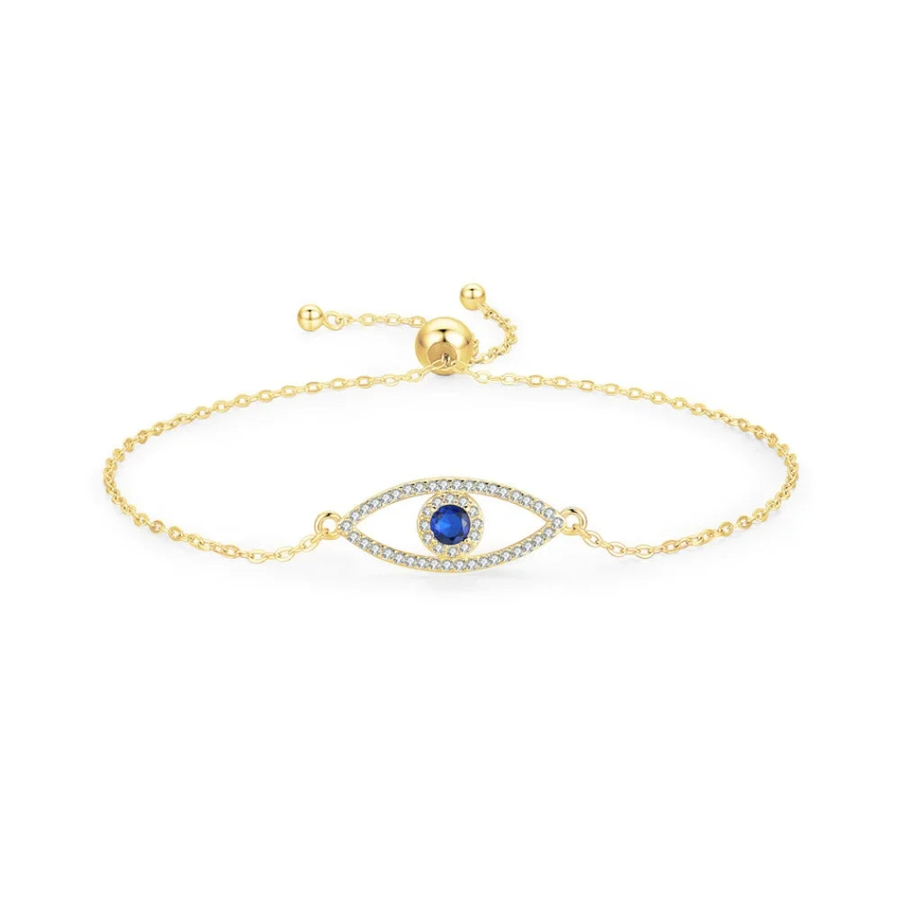 Evil Eye Bracelet - Sterling Silver Bracelet - Blue Eye of Evil Bracelet