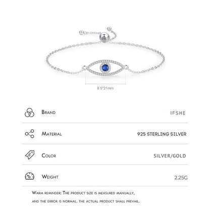 Evil Eye Bracelet - Sterling Silver Bracelet - Blue Eye of Evil Bracelet