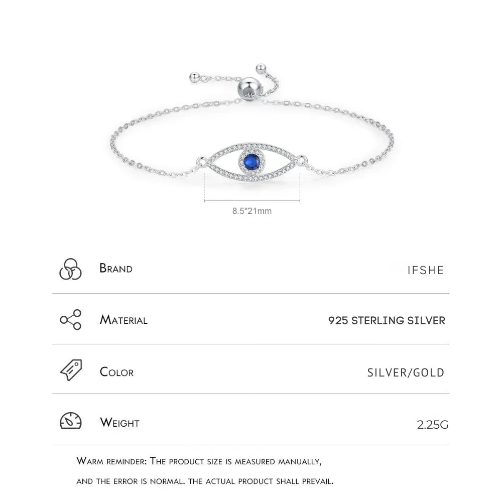 Evil Eye Bracelet - Sterling Silver Bracelet - Blue Eye of Evil Bracelet