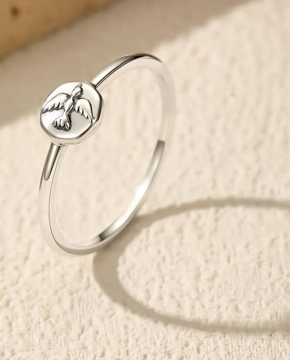 Sterling Silver Dove Signet Ring
