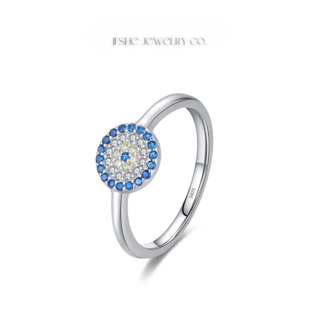 Sterling Silver Evil Eye Ring - Turkish Blue Eye Ring