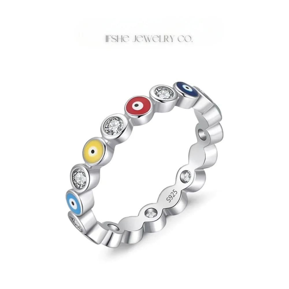 Sterling Silver Evil Eye Ring - Turkish Blue Eye Ring