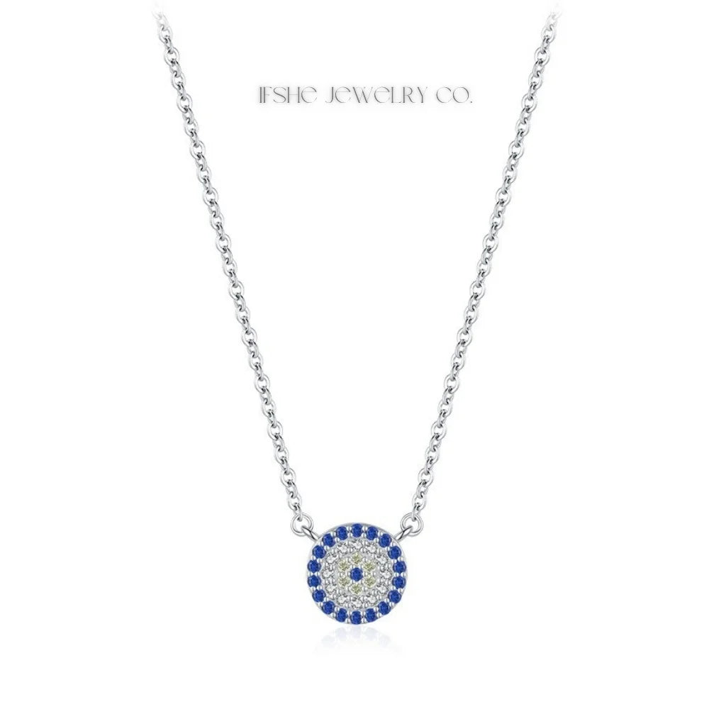 Sterling Silver Evil Eye Necklace - Turkish Blue Eye Necklace - Hamsa Hand Necklace