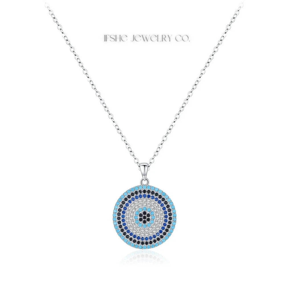 Sterling Silver Evil Eye Necklace - Turkish Blue Eye Necklace - Hamsa Hand Necklace