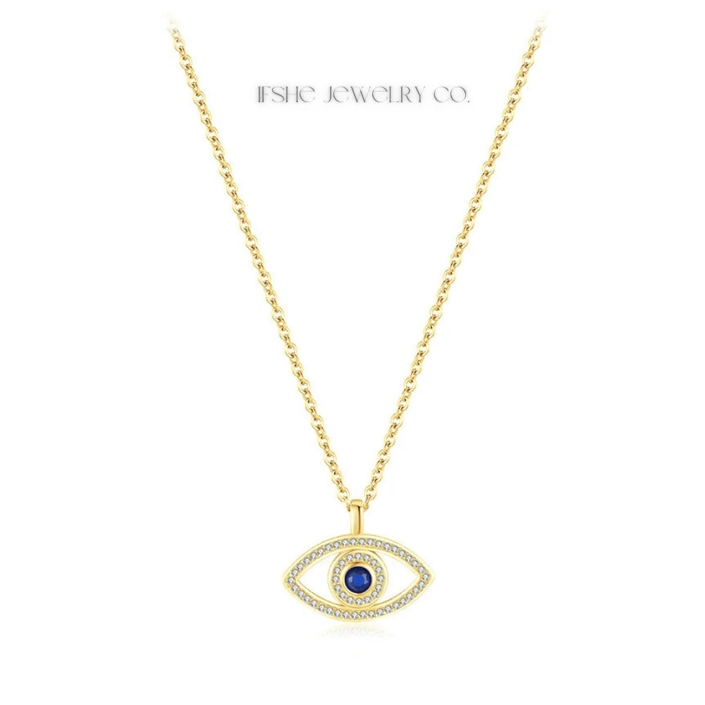 Sterling Silver Evil Eye Necklace - Turkish Blue Eye Necklace - Hamsa Hand Necklace