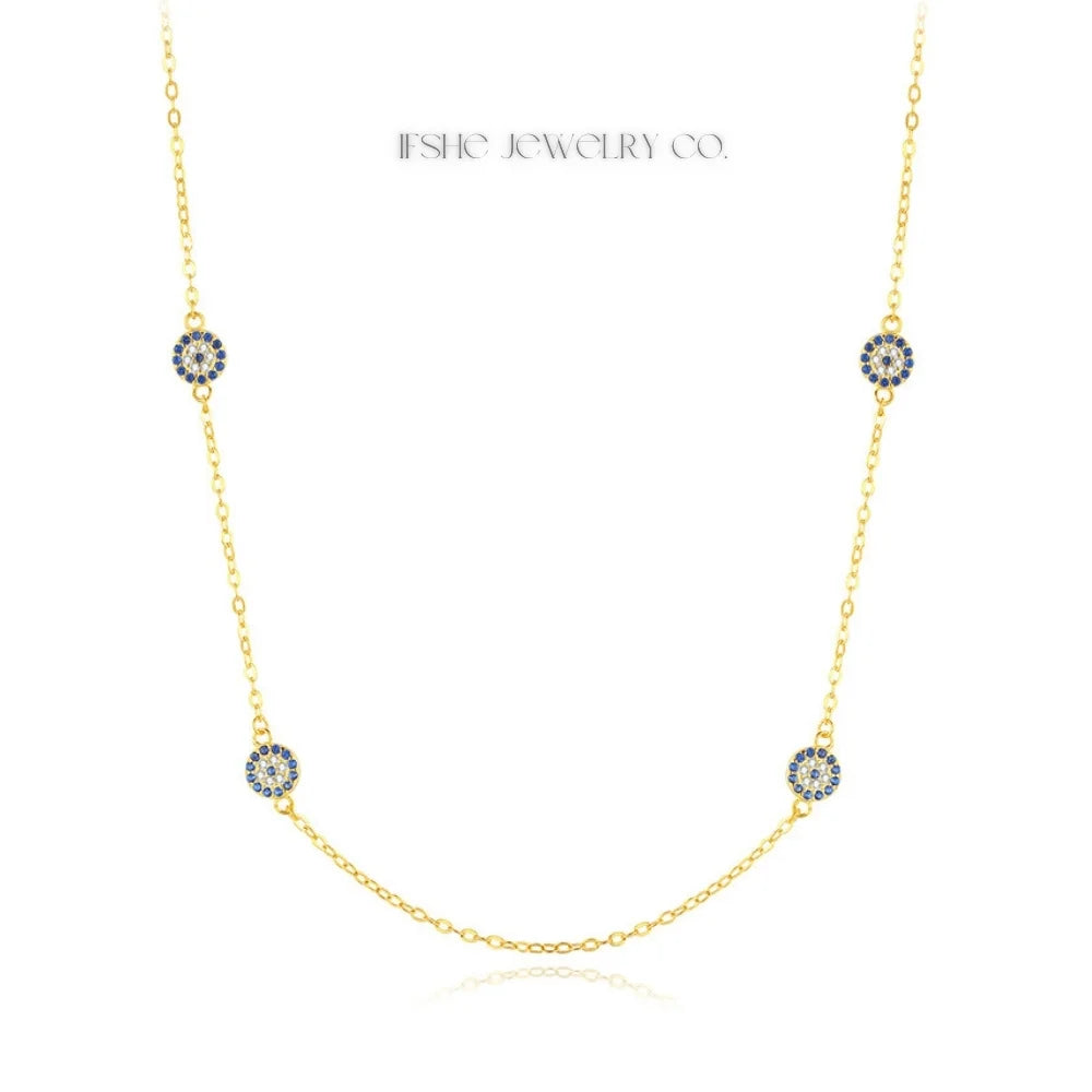 Sterling Silver Evil Eye Necklace - Turkish Blue Eye Necklace - Hamsa Hand Necklace
