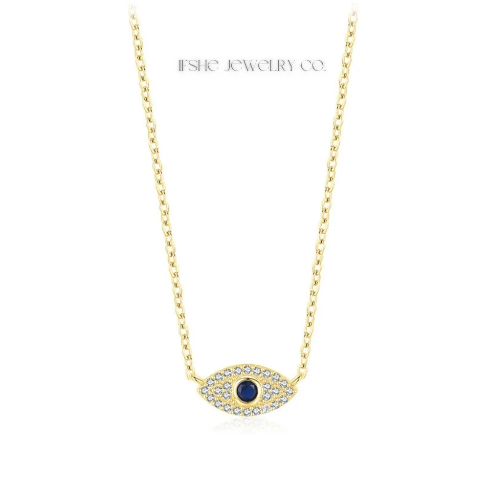 Sterling Silver Evil Eye Necklace - Turkish Blue Eye Necklace - Hamsa Hand Necklace