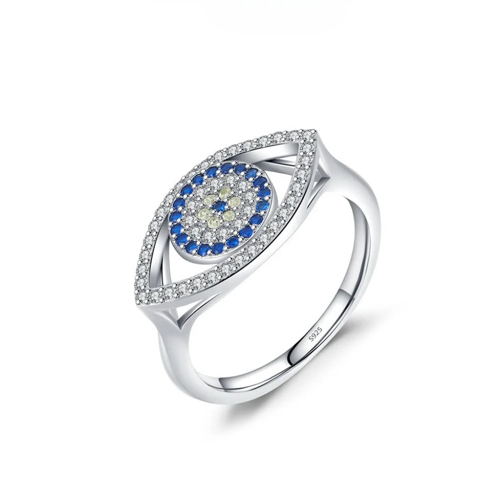 Evil Eye Ring 925 Sterling Silver - Blue Eye Ring for Her