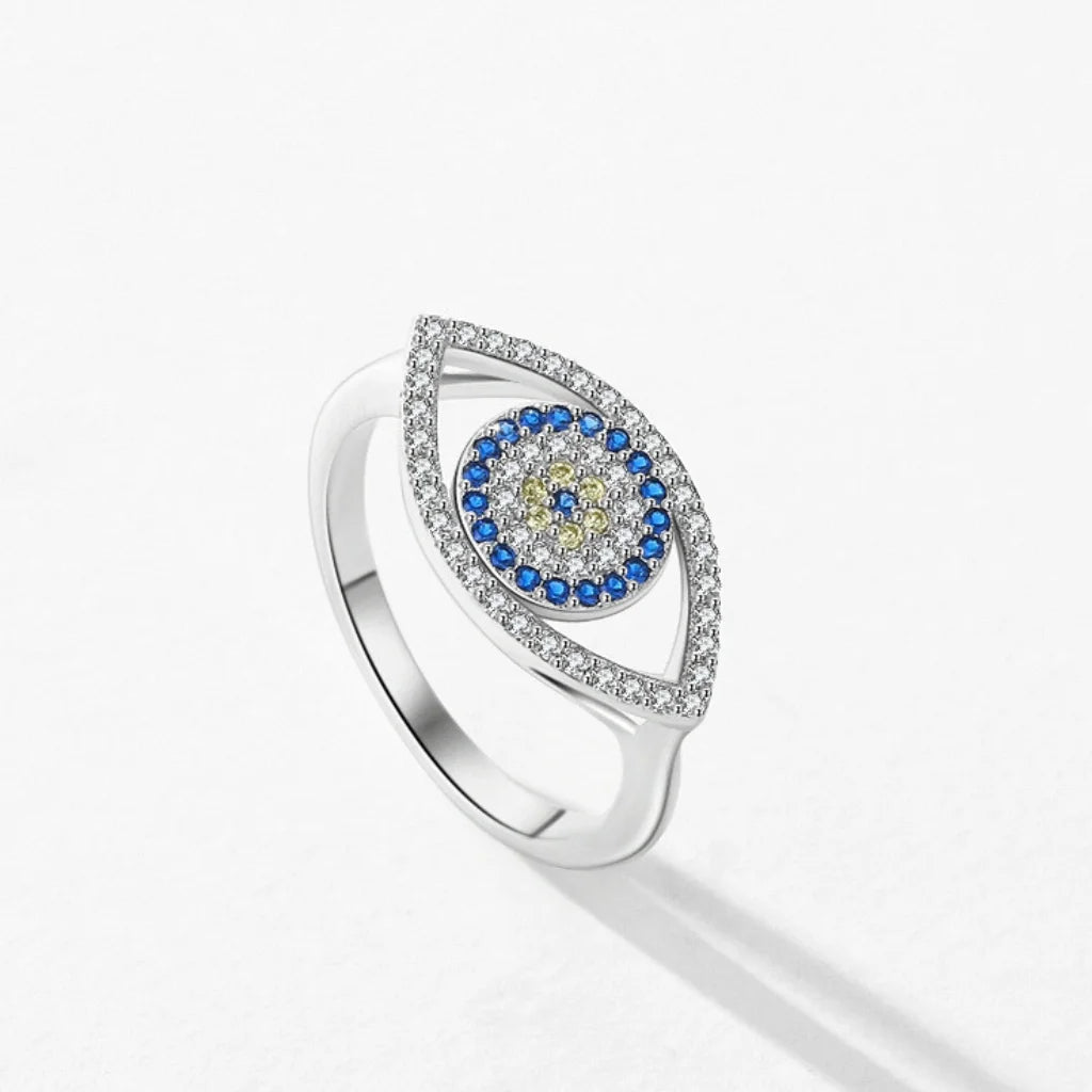 Evil Eye Ring 925 Sterling Silver - Blue Eye Ring for Her