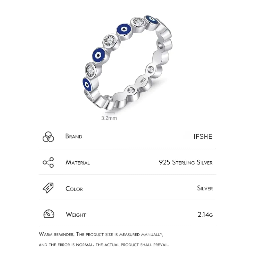 Timeless Sterling Silver Evil Eye Ring with Zircon Stones