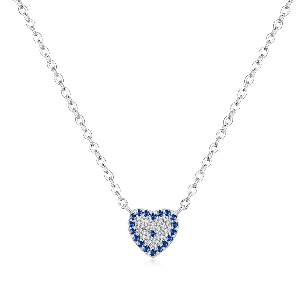 Sterling Silver Heart Evil Eye Choker - Evil Eye Necklace for Women