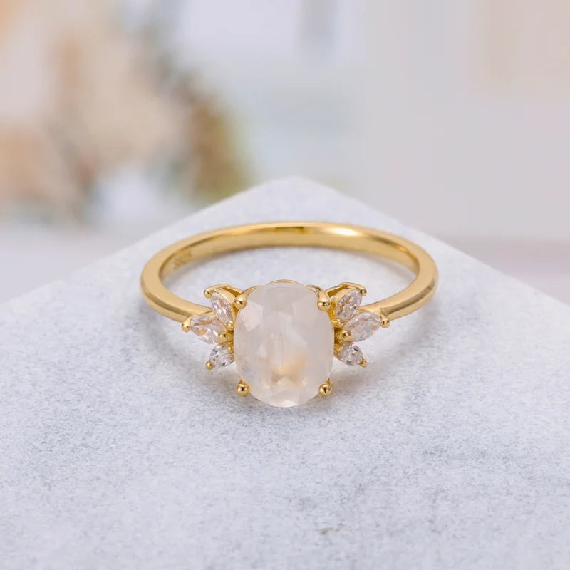 Oval moonstone 2025 engagement ring