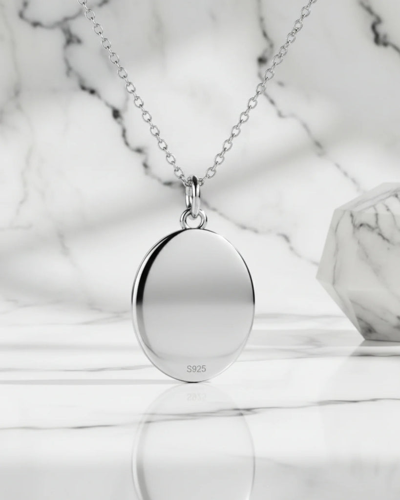 Sterling Silver Oval Engravable Photo Locket Necklace for Cherished Memories