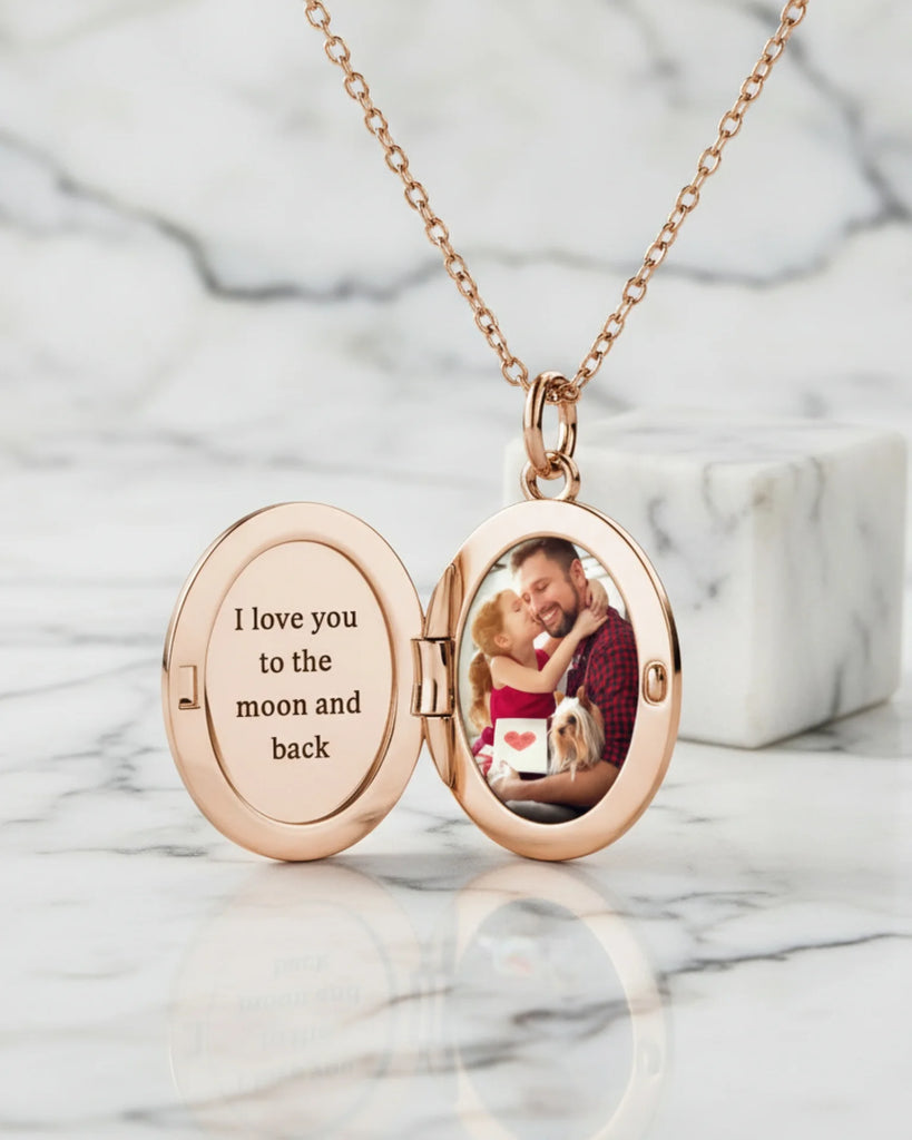 Sterling Silver Oval Engravable Photo Locket Necklace for Cherished Memories