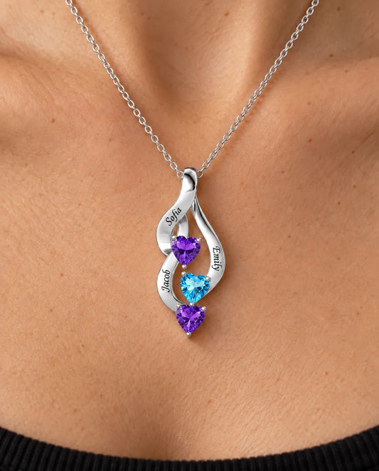 Personalised Birthstone Necklace for Mum - worn on a model