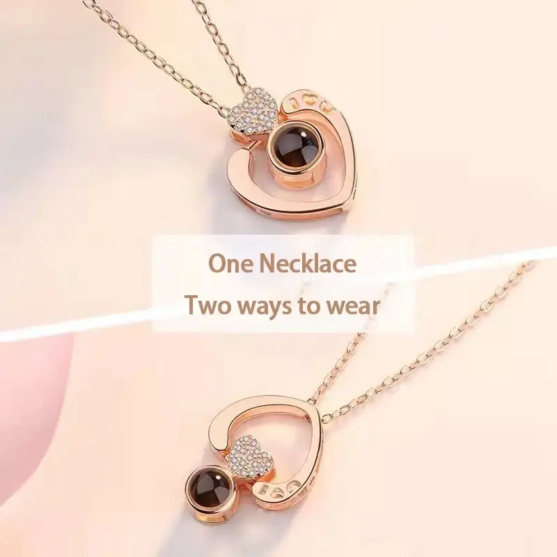 Sterling Silver Projection Necklace | Photo Projection Jewellery | Heart Shaped Projection Necklace