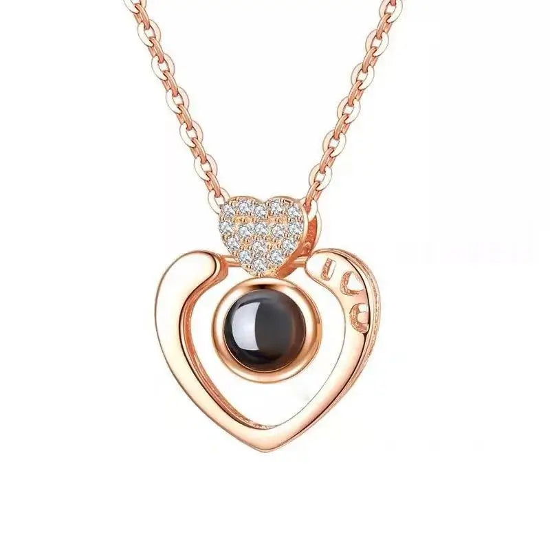 Sterling Silver Projection Necklace | Photo Projection Jewellery | Heart Shaped Projection Necklace