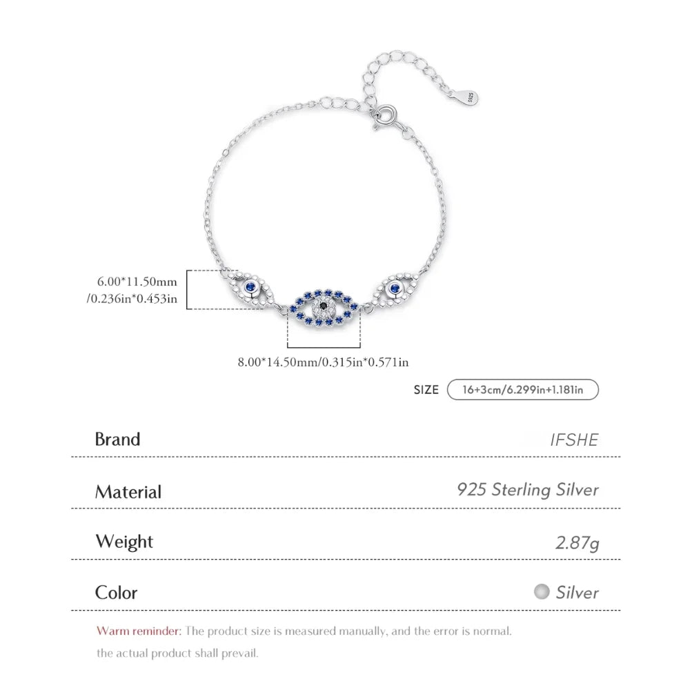 Sterling Silver Evil Eye Bracelet - Turkish Lucky Eye Jewellery for Her