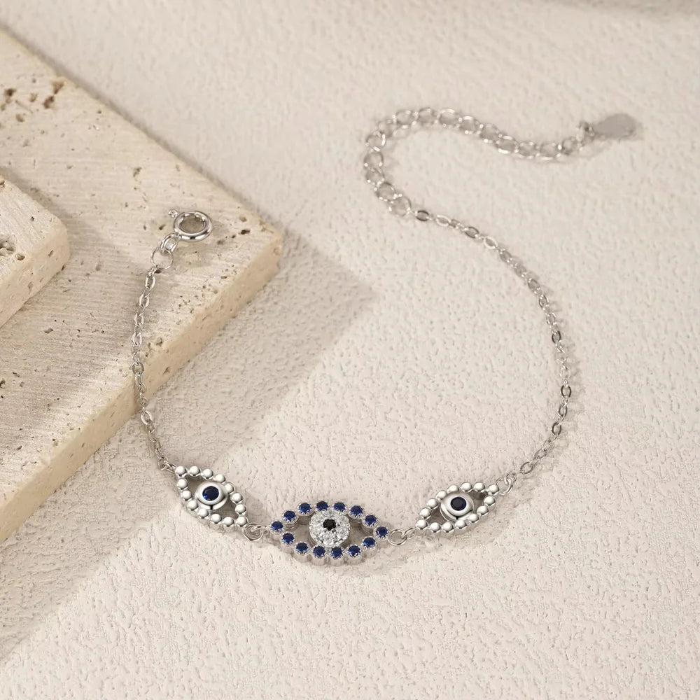 Sterling Silver Evil Eye Bracelet - Turkish Lucky Eye Jewellery for Her