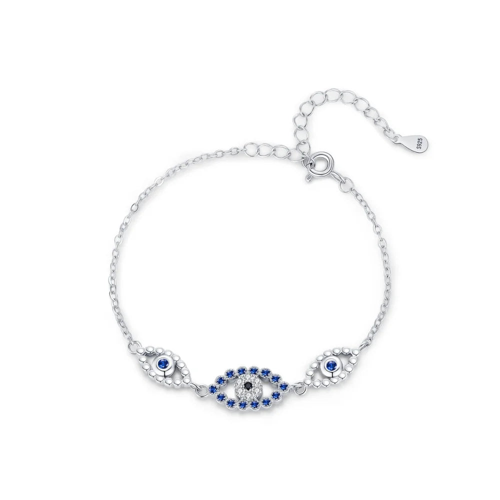 Sterling Silver Evil Eye Bracelet - Turkish Lucky Eye Jewellery for Her