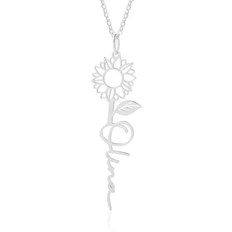 Sunflower Personalised Name Necklace
