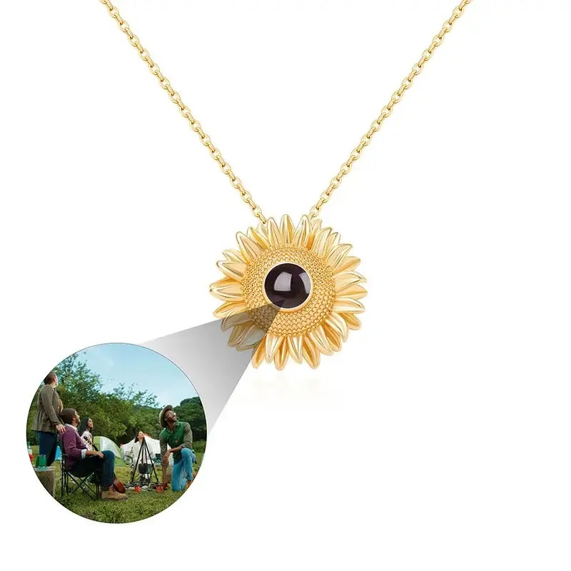Projection Necklace | Sunflower Photo Projection Necklace with Picture Inside