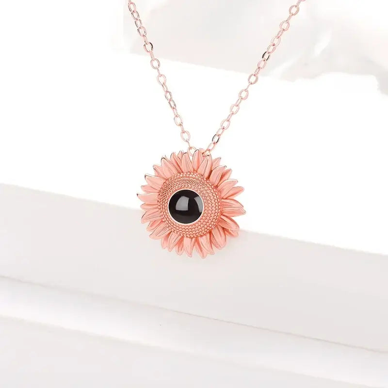 Projection Necklace | Sunflower Photo Projection Necklace with Picture Inside