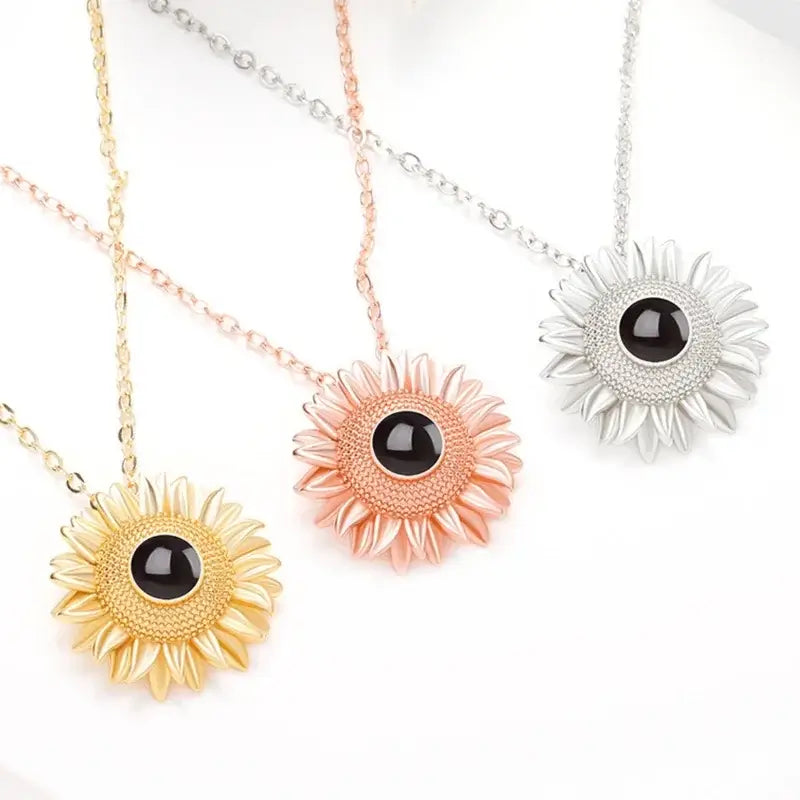 Projection Necklace | Sunflower Photo Projection Necklace with Picture Inside