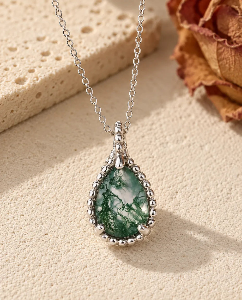 Moss Agate Necklace - front view