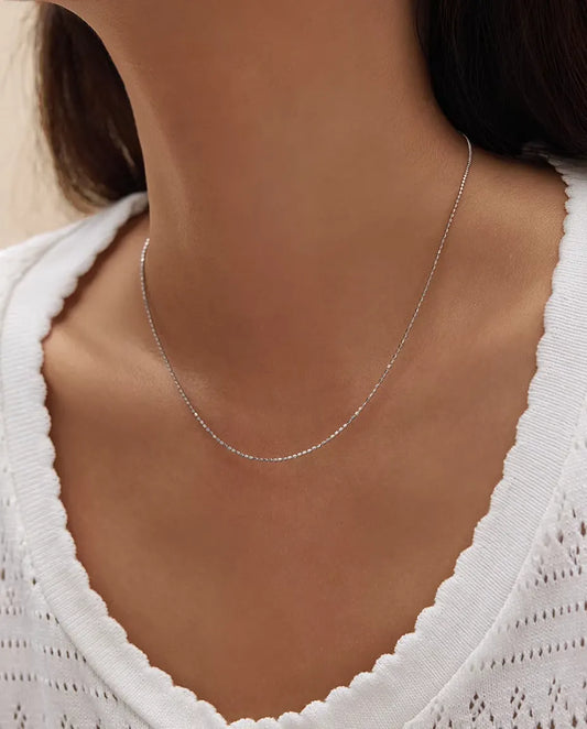 Sparkle Chain Necklace in 925 Sterling Silver - worn on a model
