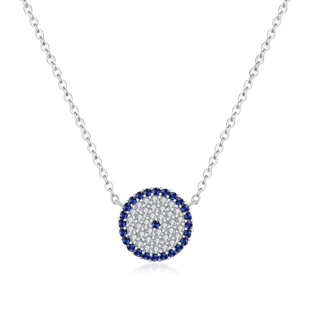 Timeless Evil Eye Pendant Necklace in Sterling Silver and Zircon