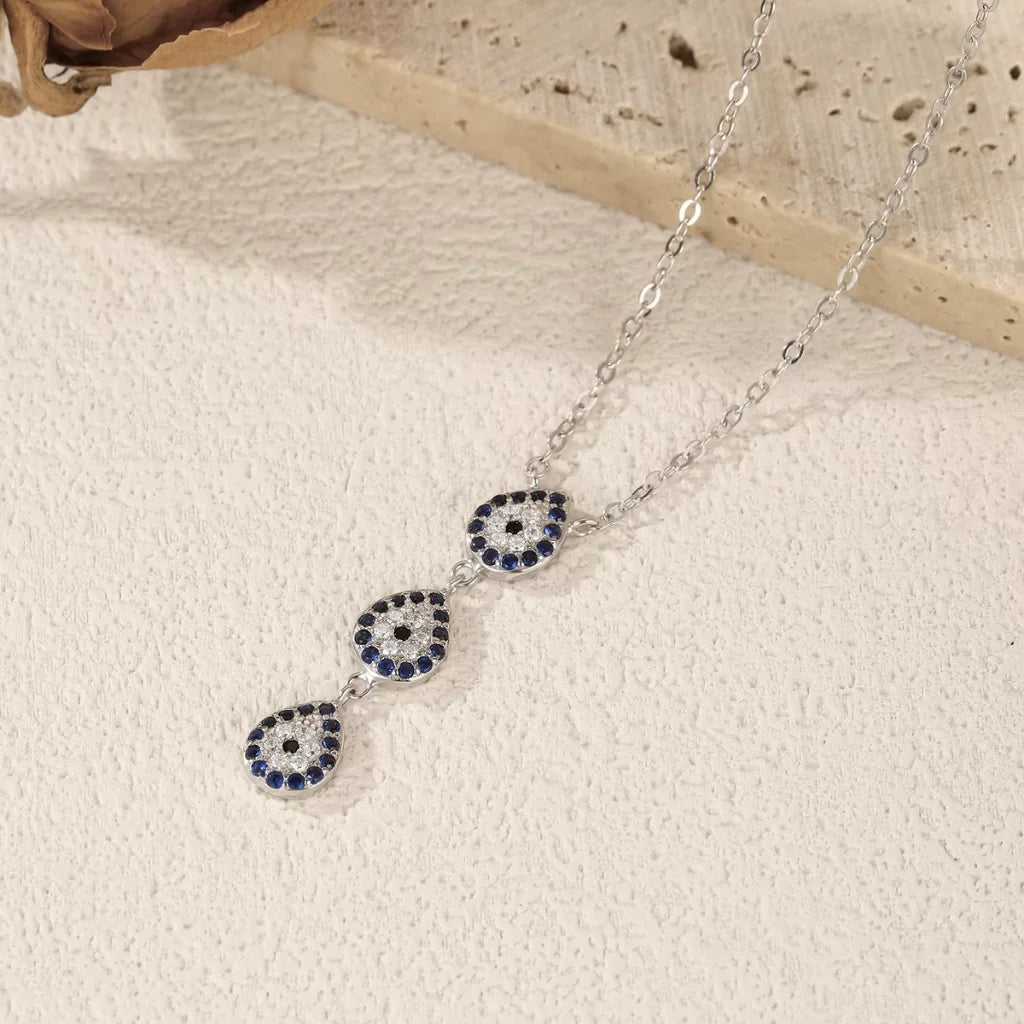 Timeless Sterling Silver Evil Eye Necklace with Dazzling Zircon Stones