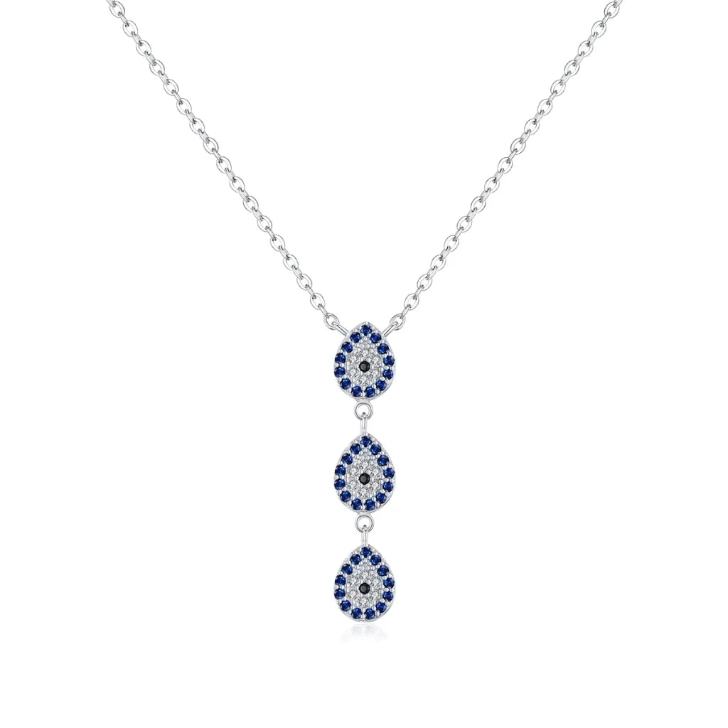 Timeless Sterling Silver Evil Eye Necklace with Dazzling Zircon Stones