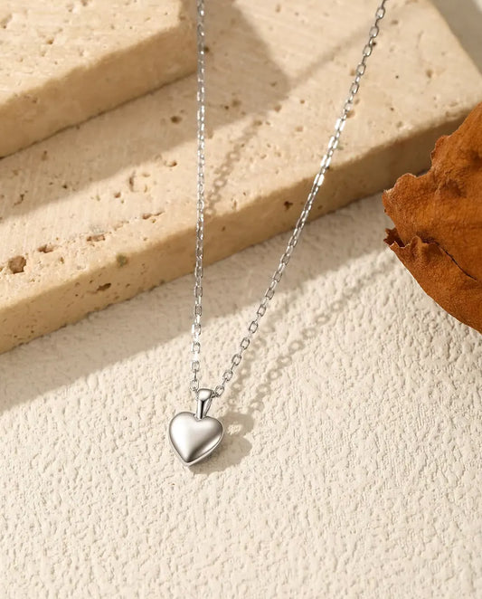Tiny puffed heart pendant necklace in 925 sterling silver, 6 mm