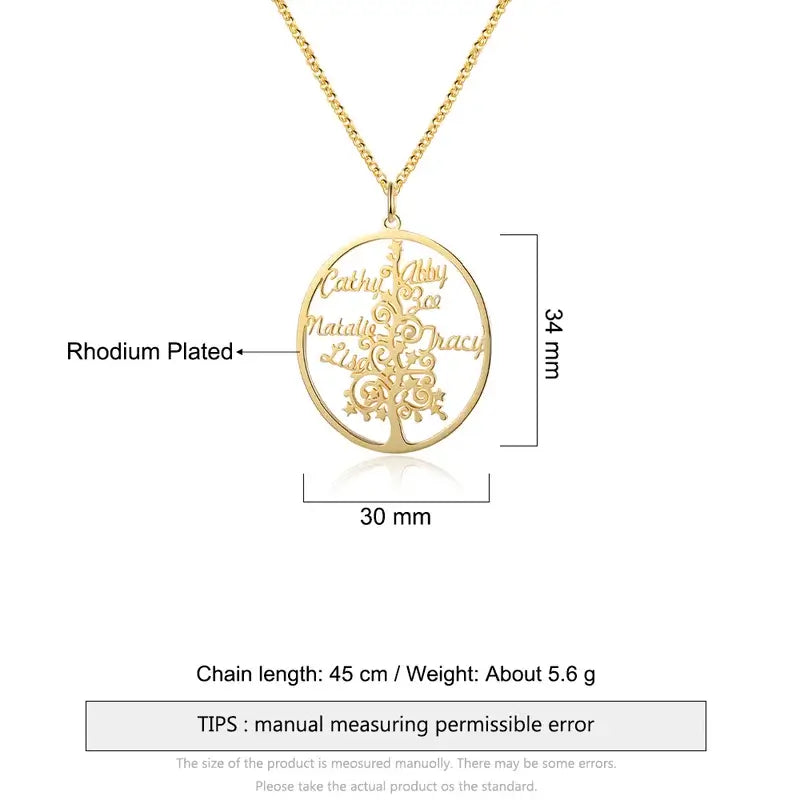 Tree of Life Necklace | Family Tree Necklace | Family Name Necklace