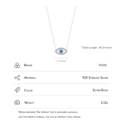 Turkish Blue Evil Eye Necklace - Sterling Silver Zircon Choker for Women